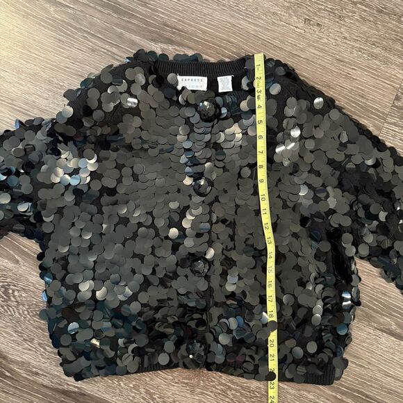 Express Tricot Vintage Large Sequin Disc Cardigan Jacket - Picture 10 of 12